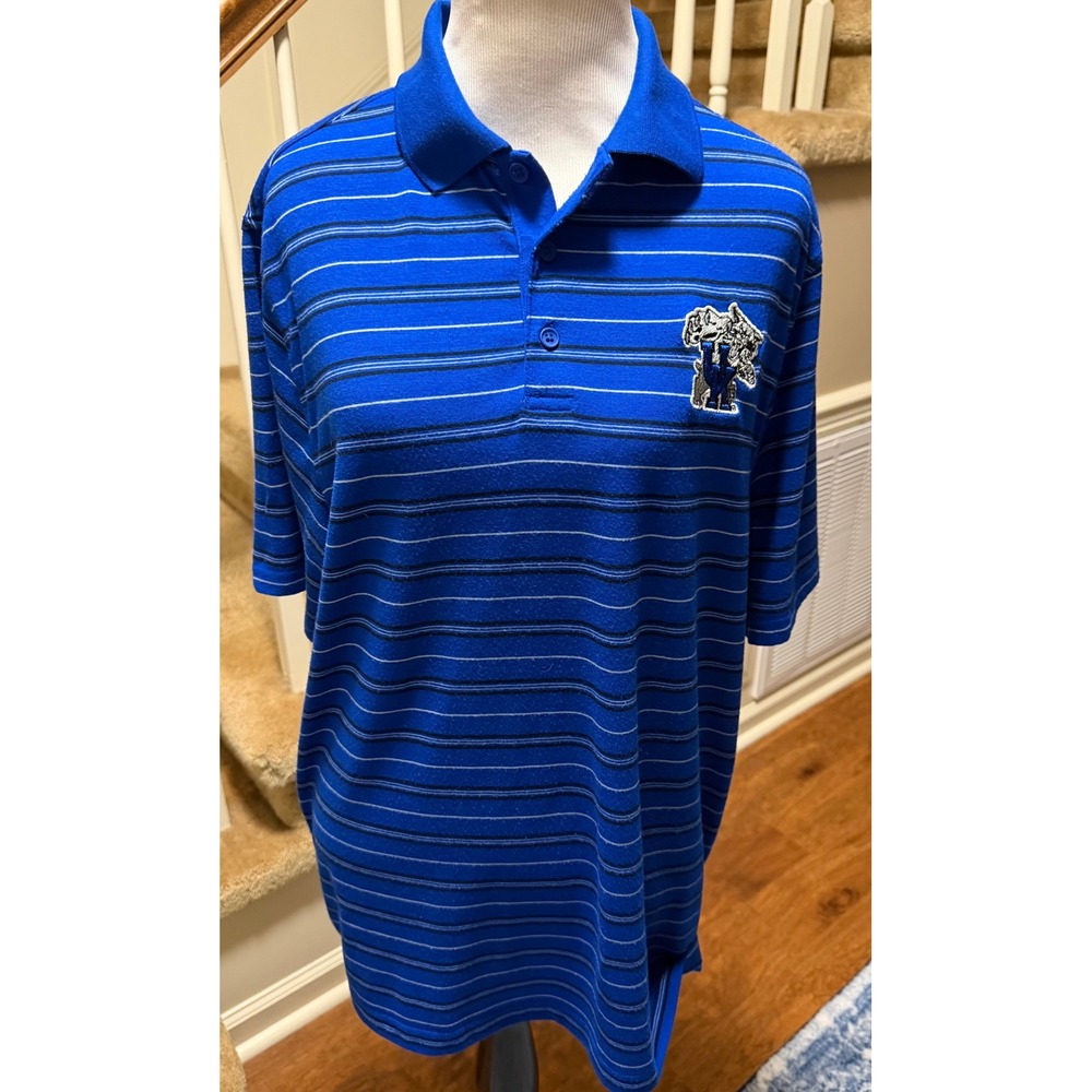 Captivating Apparel Kentucky Wildcats Mens Blue Striped Polo Shirt Size M UK